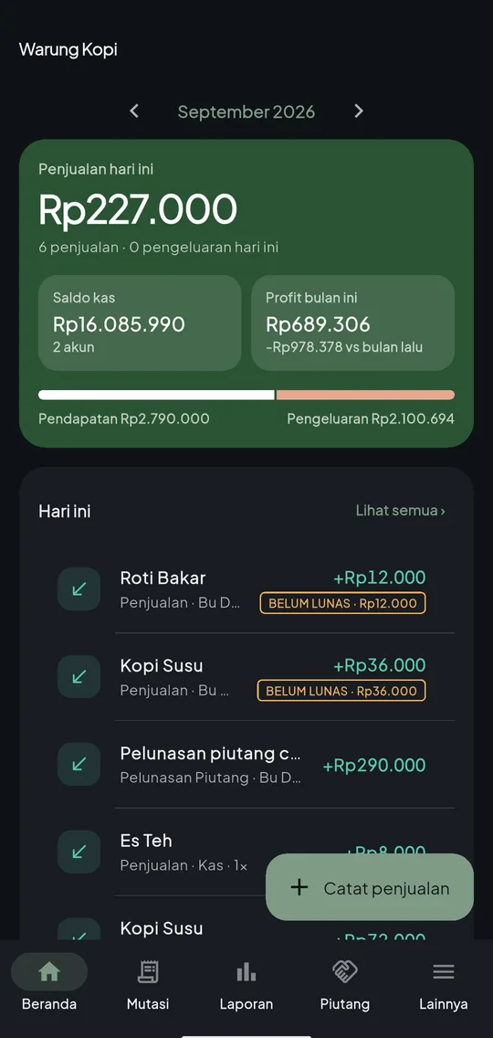 Beranda dengan tema gelap